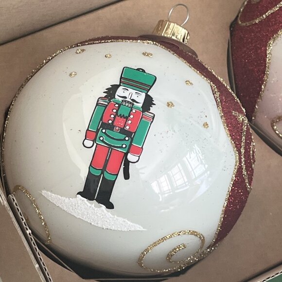 Poland Glass Nutcracker Soldier Ornament Poland Dillards 2 Round 4” - Picture 2 of 4